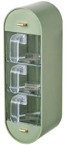 Azucarero Salero Botes Especias Caja de condimentos, juego de combinación de condimentos de glutamato monosódico de sal, caja de condimentos de perforación libre para colgar en la pared Frascos Especi