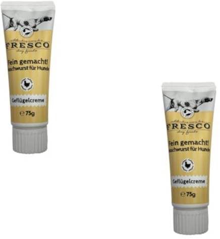 Fresco Fein Gemacht! Geflügelcreme | Doppelpack | 2 x 75 g | Naschwurst für Hunde | Kann unterstützend Sein für den empfindlichen Hundemagen | Kann eine optimale Ergänzung Sein