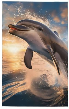 WapNo Springender Delfin Küchentuch, super saugfähig, Geschirrtuch für Küche, Trocknen, Reinigung