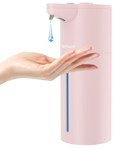 Aunmaon Automatisk tvåldispenser beröringsfri, modern, kök och badrum, handsfree, justerbar volym, lång batteritid, kompatibel med tjock och tunn tvål, lätt för småbarn, träfri, rosa