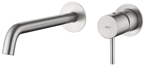 GALYON IMEX Grifo Empotrado Monomando Serie Monza, Acabado Níquel Cepillado, Sin Caja de Registro, Instalación en Pared