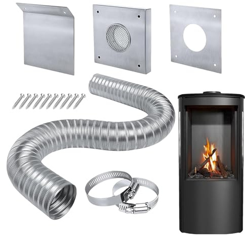 Outdoor Cold Air Kit, Pellet Stove Intake Kits Rust Resistant Vent Hose Fireplace Tool Sets, Air Intake Kit, Heavy Duty Design,