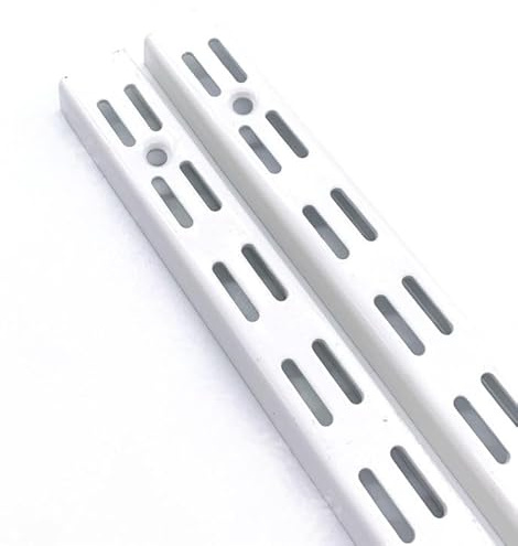 Twin Slot Shelving Uprights White - Wall Mounted Heavy Duty Steel Upright | Pack of 2-710mm / 71cm