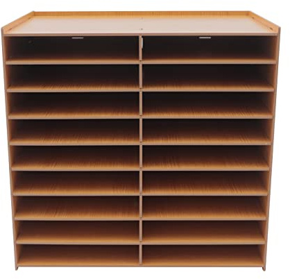 TONFEION Briefablage Holz 18 Fächer Organizer, Schubladenbox büro, Ablagesystem, Dokumentenablage Vintage Braun 51.8x33x49cm, Ablagefächer für A4-Ordner Zeitschriften Papiere und Briefe (Braun)