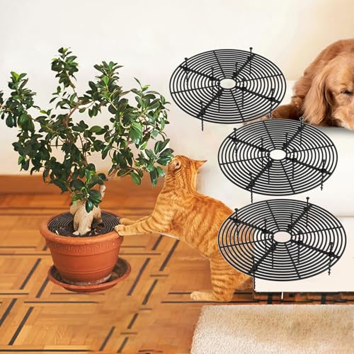 Gudemoore 3 piezas rejillas de protección para macetas, 30 cm de protección para plantas de gato, rejilla protectora para plantas, protección contra gatos, perros, animales domésticos o niños
