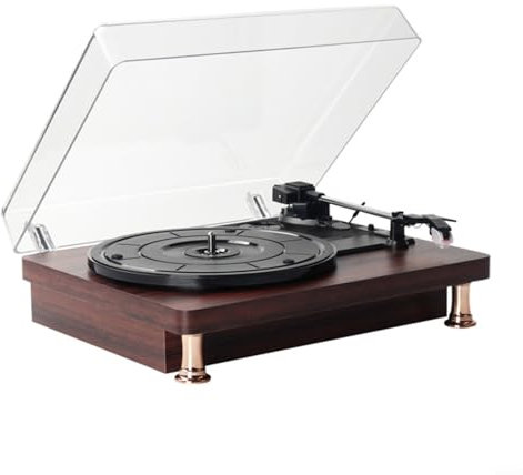 URPIZY Plattenspieler, Vinyl Plattenspieler BT5.0 Schallplattenspieler mit Lautsprecher, Vintage Turntable mit Eingebauter Stereo-Lautsprecher und 3-Gang 33/45/78 U/min, AUX-Eingang