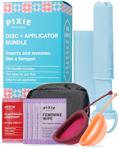 2 Menstrual Discs and Applicator Bundle - No Metals or Toxins - 100% Medical-Grade Silicone-Most Soft Reusable Period Disc - Inserts and Removes Like a Tampon - Capacity of 5 and 7 Tampons
