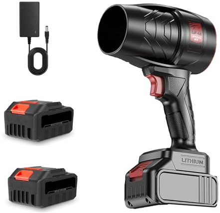 Soffiatore a Batteria, Soffiatore per Foglie Senza Fili con 2 Batterie, Soffiatore da Giardino, soffiatore Elettrico Senza Filo per La Cura Del Giardino, Prato e La Rimozione Della Neve