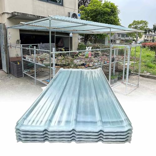 Lamiere Grecate Protezione UV Pannelli da Tetto Resistente ai Raggi UV Copertura in Policarbonato per Serra Terrazza Balcone Garage, Facile Tagliare Lastra Policarbonato(4 PCS,35x39in)