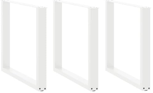 Teenpull Lot de 3 pieds de table de salle à manger en forme de U - Blanc - 80 x (72-73) cm - Acier revêtu par pulvérisation - Réglables - Pour table à manger et bureau