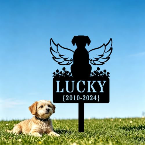 VUZUCOSH Piquet commémoratif en métal personnalisé pour animal de compagnie, nom personnalisé pour chien, chat, plaque funéraire