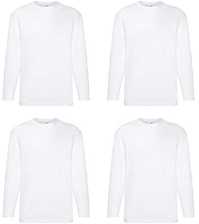 Fruit of the Loom Lot de 4 T-shirts à manches longues M L XL XXL Plusieurs ensembles au choix - -