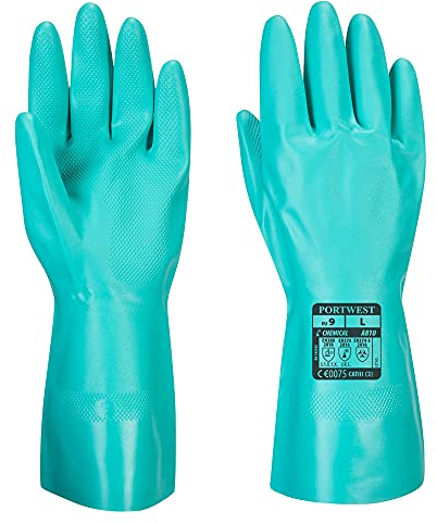 Portwest A810GNRXXL Guanto Protezione Chimica in Nitrile, Verde, XXL