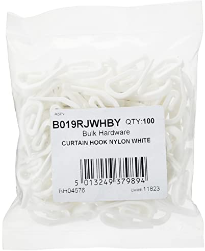Bulk Hardware BH04576 Ganci in Plastica per Tendaggi, Bianco, Set di 100