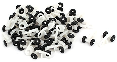 sourcing map 12.5mm Dia Twin Wheel Curtain Track Rail Rollers Gliders Black White 50pcs