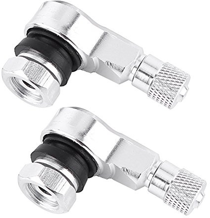 Reifenventile, 2 stücke 11,3mm Universal Felgenventile Motorrad Aluminiumräder Reifen Ventilkappen Kappen 90 Grad (ventilverlängerung) (Silver)