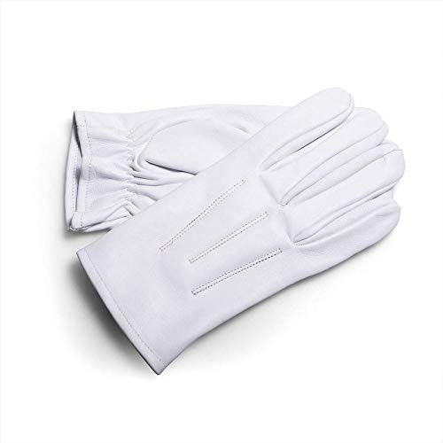 Deitert Lederhandschuhe weiß | Größen 8-12, (S-XXL) | Gummizug am Gelenk | drei Biesen auf Handrücken | für Damen und Herren