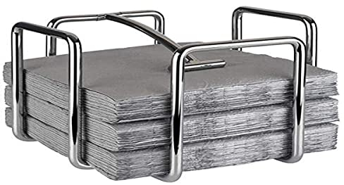 APS 11768 Serviettenhalter „Hero“, Edelstahl Serviettenständer, Halter für ca., 95 1/4 Falz Servietten, inklusive Beschwerer, 18,5 x 18,5 cm, 14 cm Höhe