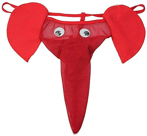Bommi Fairy män elefant underkläder påse kalsonger lång U utbuktning påse sexig låg midja roliga underkläder trosor G-string älskare gåva, Röd, one size