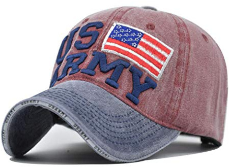 XibeiTrade US Army Baumwolle Baseball Cap Vintage Damen Herren Mode Sport Outdoor Casual Sonnenhut Gr. M, rot