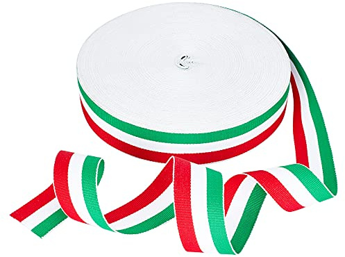 PH PandaHall Nastro a righe italiane, 45,7 m, nastro a righe italiane, rosso bianco verde, 30 mm, artigianale nastro a strisce patriottiche colorato Deco Italiano per Natale, vacanze, capodanno,