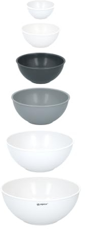 alpina Saladier - Ensemble de Bols Mélangeurs - Lot de 6 Pièces - Ustensiles de Pâtisserie - Gris