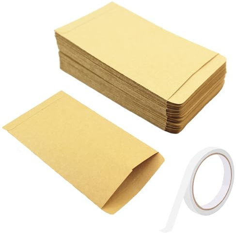 100 Stück Kraftpapier-Umschläge 16,5 x 10 cm braun Papierumschläge Tüten für Löhne Münzen Notizen Perlen Samenumschlag
