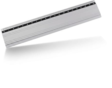 D.RECT Regla de Aluminio | Regla de 20 cm de Longitud | Regla con Mango | Resistente a la Rotura | Para la Escuela, la Oficina, el Hogar | Plata