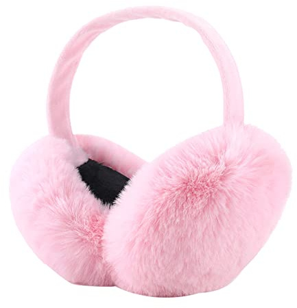 IHCEMIH Cache-oreilles pour Femme Accessoires d'Hiver Peluche Moelleux Pliable Thermique pour l'Extérieur Ski Course Oreilles Protection Contre le Vent Froid Cadeau pour Filles Femmes Adultes Rose