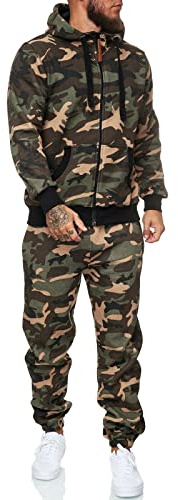 HHGKED Tuta da uomo Tute da 2 pezzi set di tute da jogging atletiche Abiti casual per gli uomini, Verde mimetico, Large