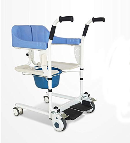AZICYN Dusche Transportrollstuhl,behindertengerechter Patientenlifter Maschine Manueller Toilettenrollstuhl,Multifunktions-Patientenlifter,Wasserdichtes Design Abnehmbarer Eimer,Komfortve