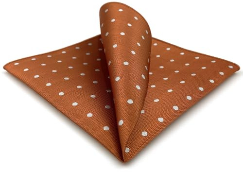 S&W SHLAX&WING Pañuelo de Bolsillo para Hombres Naranja con Puntos Blanco Roto Negocios Boda