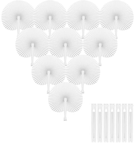 50Pcs Folding Paper Fans, White Handheld Fan, Hand Fan, Decorations Fans for Wall Decoration, Party, Wedding Favours