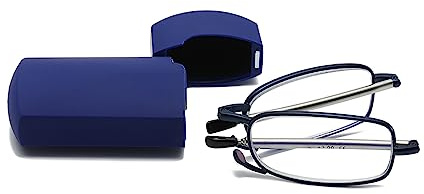 Hubeye Occhiali da lettura Pieghevole Anti-blu da Uomo e Donna con Aste Telescopiche e Cerniela a molla con la Custodia Portatile 2.00