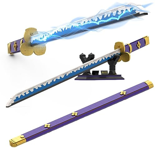 Tarcury Conjunto de Bloques de Construcción de Espada de Cosplay de Anime Zoro, Modelo de Katana Samurai de 98,5cm con Vaina y Soporte (936 Piezas)