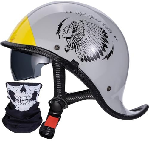 Rétro Casque à Face Ouverte Demi-Jet Casque Scooter avec Visière Open Face Classic Casque Moto Jet Vintage ECE Homologué Casque Bol Moto Bols pour Homme et Femme Cruiser Chopper