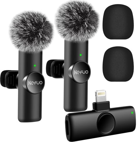 Nefuo Kabelloses Lavalier Mikrofon, Plug & Play Mini Ansteckmikrofon Lightning, Kompatibel iPhone X-14 SE, iPad 5-9 Air 2, für Interviews, Vlogs, Podcasts, TikTok, Live-Streaming(Keine App)