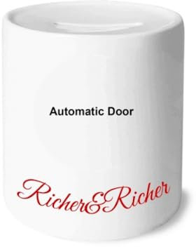 Automatische Tür Schwarz Symbol Muster Reiche und Reiche Bank Sparen Box Münze