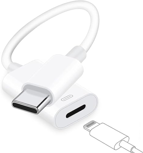 USB C to Lightning Headphone Audio Adapter for iPhone 17 16 15 Plus Pro Max with Charge Data,Type C Male to Female Lightning Earphone Converter Dongle for iPad Pro Air Mini MacBook