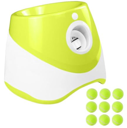 Lanzador automático de bolas para perros, lanzador automático de bolas para perros pequeños y medianos, máquina de lanzamiento de pelotas de tenis interactiva para interiores y exteriores, 3/6/9