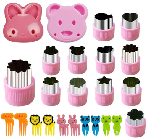 24 piezas cortador de galletas pan verduras set para niños cortador de galletas animales forma de pan cortadores de verduras cortadores de galletas cortadores de frutas tenedores de sándwich moldes