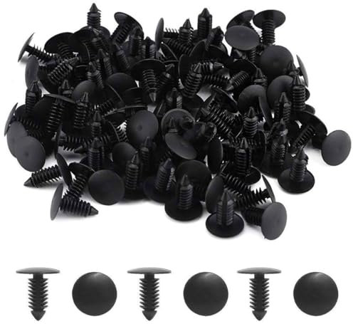 YOCDNOV 50 pièces Rivet Clips Plastique- Clips Plastique Rivet Carrosserie Garniture Garniture de Retenue de Fixation de Rivet Pare-Chocs de Voiture pour Voiture(Noir)
