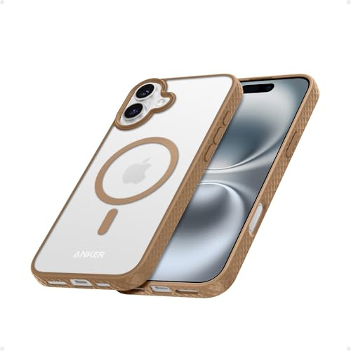 Anker for iPhone 16 Phone Case: Magnetic Matte Textured Military Grade Drop Protection Translucent Cell Phone Cover - Slim Rugged Durable Shockproof Protective Bumper Cases(Rose Gold)