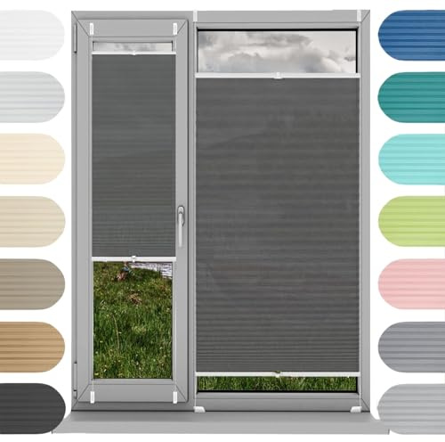 Estor Plegable Ventanas y Puertas Cortina 78 x 105 cm, Noche y Día, Translúcido y Oscurecido, Protección Solar Estores Palisados, Estores Térmicos Blackout, para Ventanas, Puertas, Gris