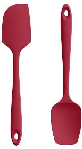 U-Taste Silikon Teigschaber, 315℃ hitzebeständiger, 2er-Set, Rot | Antihaft-Gummispachtel, Flexibel Teigschaber & Kuchenschaber zum Kochen Mixen Backen Dekorieren