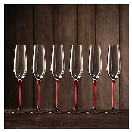 Flute da Champagne Bicchiere da Champagne per la Casa 6 Pezzi Bicchieri Scintillanti Alti e Creativi Flute da Champagne in Vetro di Cristallo per Bar di Casa, Occasioni Specia，One Color B