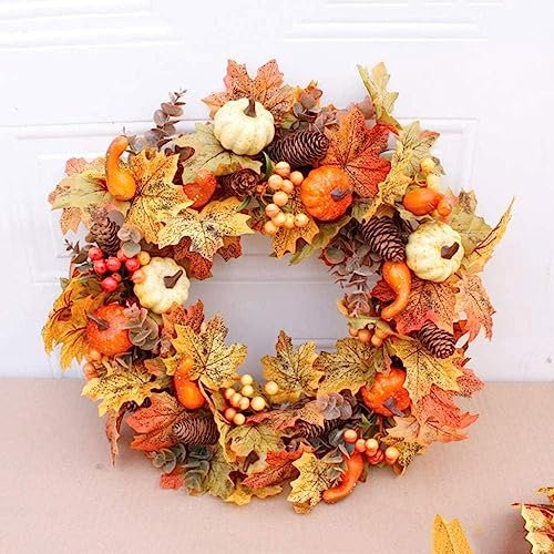 Türkranz Herbst, Herbstkranz Für Die Haustür, Herbstdeko Modern Groß Autumn Decor Türdeko Deko Fall Wreath für Haustür Outdoor Tisch Außen, Aufhängen für Haustür, Kamin Und Wanddekoration