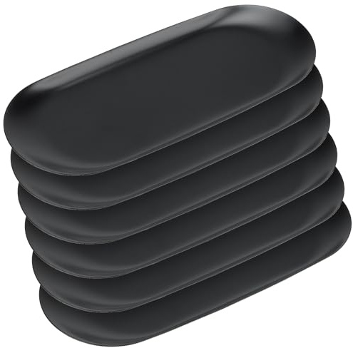 KEILEOHO 6 Stück Deko Tablett Oval Schwarz, Edelstahl Schwarzes Ovale Dekotablett Serviertablett Dekoschale Ablageschale metall Untersetzer für Badezimmer, Wohnzimmer, Schlafzimmer, 23 x 9,5 x 0,5 cm