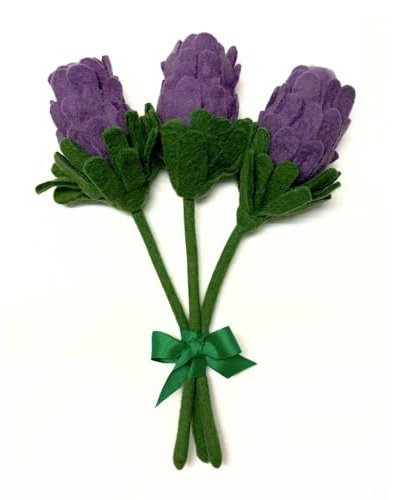 Humble Hilo Handgefertigte Filz-Blumen zur Dekoration, Filz-Blumensträuße für Herbst und Urlaub, Valentinstag, Wildblume, Lila, 3 Stück