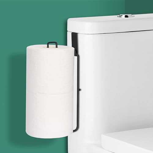 Matte Black Toilet Paper Holder with Storage 2 Rolls, Over The Tank Toilet Paper Holder Wall Mount, Stainless Steel Toilet Paper Roll Holder with Hook, Tissue Holder for Bathroom, 1PC
